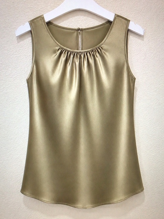 Lafayette 148 New York Tops - Y2K Lafayette 148 New York Metallic Gold Satin Sleeveless Top